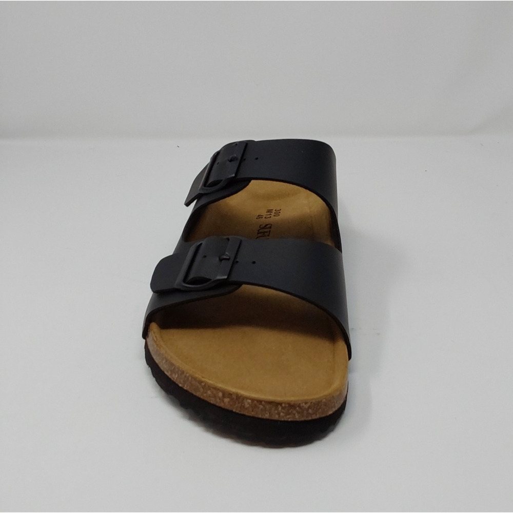 SUFU Black Nappa Leather Double Strap Sandals Men's Size 13 Cork Footbed NIB - Picture 10 of 16